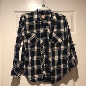Plaid button up top